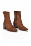 Zippered Heeled Pointed-Toe Stylish Brown Suede Women's Heeled Boots Pc-56169 - 3