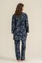 Women's Leaves Navy Blue Dressing Gown Set Pc9260-S-V1 - 4