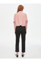Women's Front-Slit Slim Fit Knit Black Pants B00089 - 3