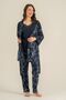 Women's Leaves Navy Blue Dressing Gown Set Pc9260-S-V1 - 3