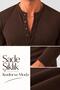 Men's Long Sleeve Top - Button-Detailed Henley Neck Top, Long Sleeve.