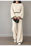 Women's Knitwear Set, Crop Sweater, Wide-Leg Pants, Two-Piece Set. - 2