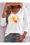 Mix Printed V-Neck Cotton Lycra Long Sleeve Regular Fit Blouse T-Shirt - 3