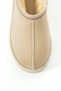 Beige Suede Women's Boots with Fur Lining, Embroidered Details, and Thick Sole. - 6