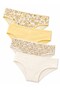 Girls' Cotton 4-Piece Underwear Set, Yellow Floral Pattern, Solid Color Slip Underwear Set, Mixed Colors - 2