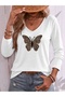 Mix Printed V-Neck Cotton Lycra Long Sleeve Regular Fit Blouse T-Shirt