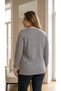 Women's Plus Size Blue and Beige Striped Long-Sleeve Basic Cotton Long Sweatshirt. - 4