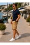 Men's Sand Cargo Capri Shorts, 97% Cotton, 3% Elastane, Stretchy Fabric, Casual, Comfortable, Regular Fit, Many Pockets, Summer Shorts. - 2