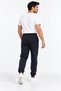 Men's Navy Blue and Black Sweatpants with Elastic Cuffs, Drawstring Waist, and Soft Fleece Lining. - 2