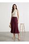 Viscose Satin Fabric, Verev Midi Skirt - Burgundy