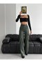 Women's High-Waisted Wide-Leg Leather Cargo Pants. - 2