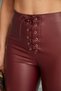 Women's High-Waisted, Slim-Fit Leather Pants with Lace-Up Detail / Lace up Leather Pants - 2