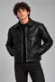 Men's Black, Oversized Faux Leather Jacket – with a Hood, Double Chest Pockets, Zipper Closure, and Lined Interior – Modern Jacket.