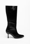 Women's Black Stiletto Heel Boots with Zipper - 2