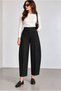 Women's Pants Barrel Pants Cloutte Pants High Stylish Boyfriend Wide Leg Black Fabric Pants