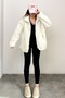 Women's Stand Collar Plush Teddy Coat Oversized Winter Coat with Zipper Pockets and Soft Texture - 5