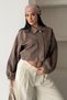 Women's Balloon Sleeve Oversized Crop Denim Bomber Jacket.