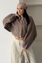 Women's Balloon Sleeve Oversized Crop Denim Bomber Jacket. - 5