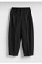 Women's Pants Barrel Pants Cloutte Pants High Stylish Boyfriend Wide Leg Black Fabric Pants - 4