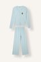 Regular Fit V-Neck Button-Down Embroidered Long-Sleeve 2-Piece Pajama Set I6141Ax26Au