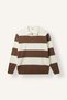Standard Fit Zippered Polo Collar Striped Knit Sweater H6896Ax26Au - 6