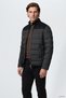 Men's Water and Wind Resistant Goose down Filled Black Coat with Suede Details - 3