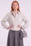 Laser Cut Suede Blouse, Grey.