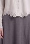 Laser Cut Suede Blouse, Grey. - 6