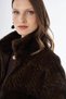 Knitted Pattern Plush Coat, Dark Brown. - 6