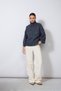 Italian Reglan Fishman Collar Knit Sweater Blue Melange - 5