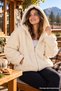 Women's Hooded Plush Jacket, Zippered, Soft-Touch Teddy Coat.