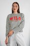 Crew Neck Sweatshirt with Printed Stripes - 2