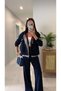 Lersan Navy Blue and Gray Trimmed Hooded Set - 3