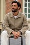 Men's Textured Seasonal Jacket with Buttoned Collar - 4