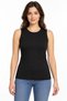 Women's Black 3-Pack Cotton Spandex Round Neck Sleeveless Tank Top, 94% Cotton, 6% Elastane. - 2