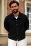 Men's Textured Seasonal Jacket with Buttoned Collar - 2