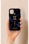 iPhone 11 Compatible Silicone Case with a Gemini-Themed Pattern.