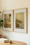 2 Pieces of Vintage Paintings with a Soft Botanical Rose and Leaf Theme, Set in Natural Wood Frames. - 3