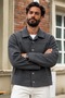 Men's Textured Seasonal Jacket with Buttoned Collar - 3