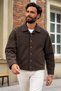 Men's Textured Seasonal Jacket with Buttoned Collar - 4