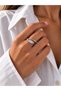Markiz Stone Cross-Shaped Silver Adjustable Ring - 3