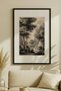 1 Piece of Vintage-Style Painting with a Black Wooden Frame, Featuring a Forest Theme and Charcoal Drawings. - 2