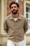 Men's Textured Seasonal Jacket with Buttoned Collar - 2