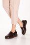 Genuine Leather Women's Anatomical Comfortable Lightweight Everyday Shoes Elnr.7057 Brown Croco - 4