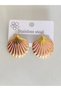 Steel Earrings Sea Shell Design Pink - Gold Colored - 2