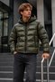 Men's Hooded Shiny Winter Casual Khaki Jacket