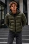 Men's Hooded Shiny Winter Casual Khaki Jacket - 2