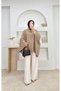High-Neck Poncho with Chinese Button Detail - 6199 - Light Taupe (Ös)