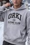 Alpine Club Mountain-Themed Printed Heather Grey Unisex Oversized Hoodie. - 3