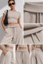 Three-Thread Ribbed Curved Ribbed Pants with Pockets, Adjustable Elastic Waistband, Ultra Loose Barrel Fit, Baggy Style. - 3